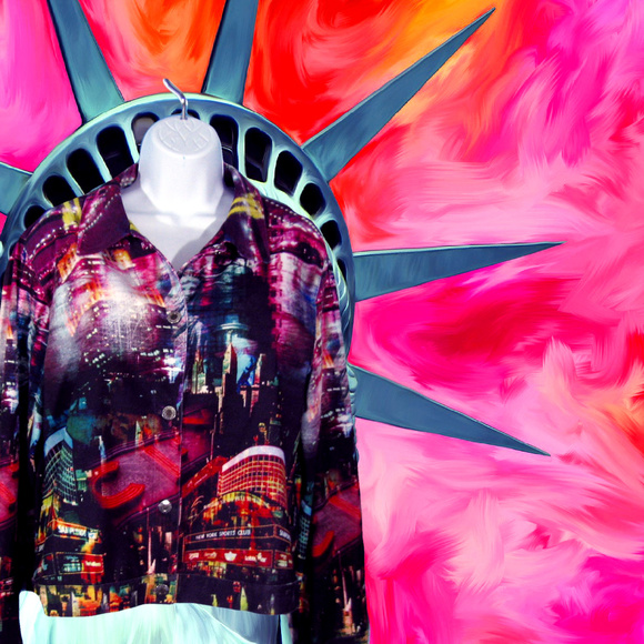 NY City Graphics Jeans Jacket M IMpulse California - Picture 2 of 8